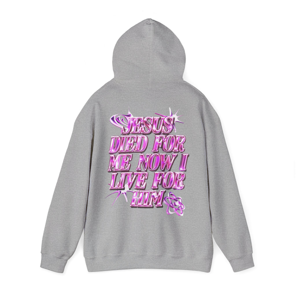 Sudadera con capucha cristiana - Sudadera con capucha con gráfico "Jesús murió por mí, ahora vivo para Él"