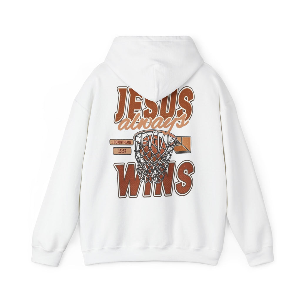Sudadera con capucha de baloncesto cristiana – Sudadera con gráfico «Jesús siempre gana»