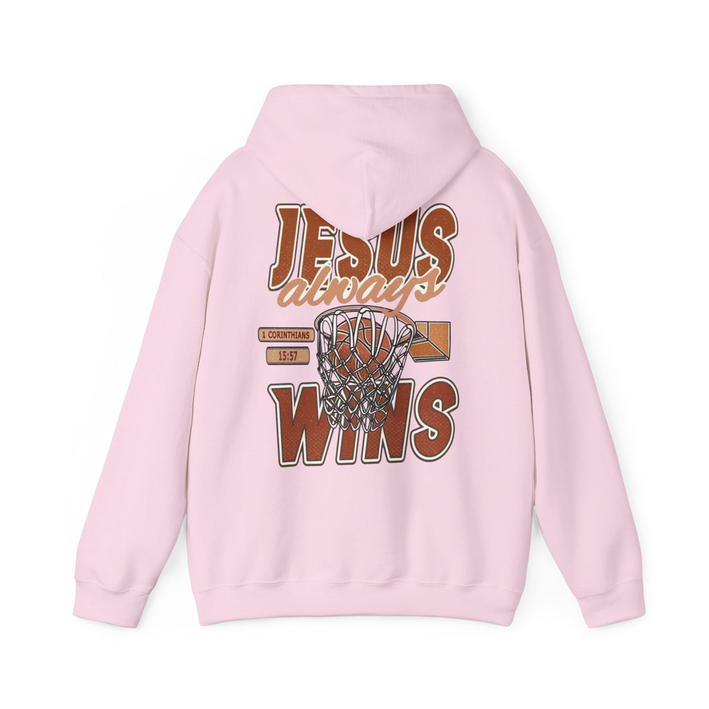 Sudadera con capucha de baloncesto cristiana – Sudadera con gráfico «Jesús siempre gana»