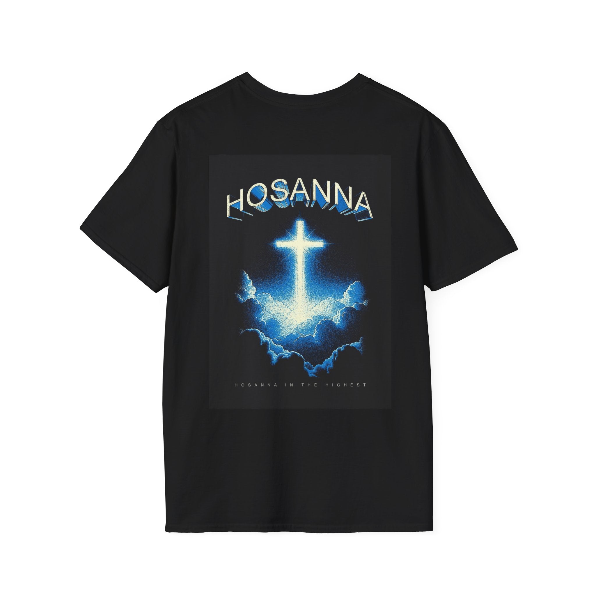 Camiseta cristiana — Camiseta de adoración con gráfico de cruz "Hosanna"