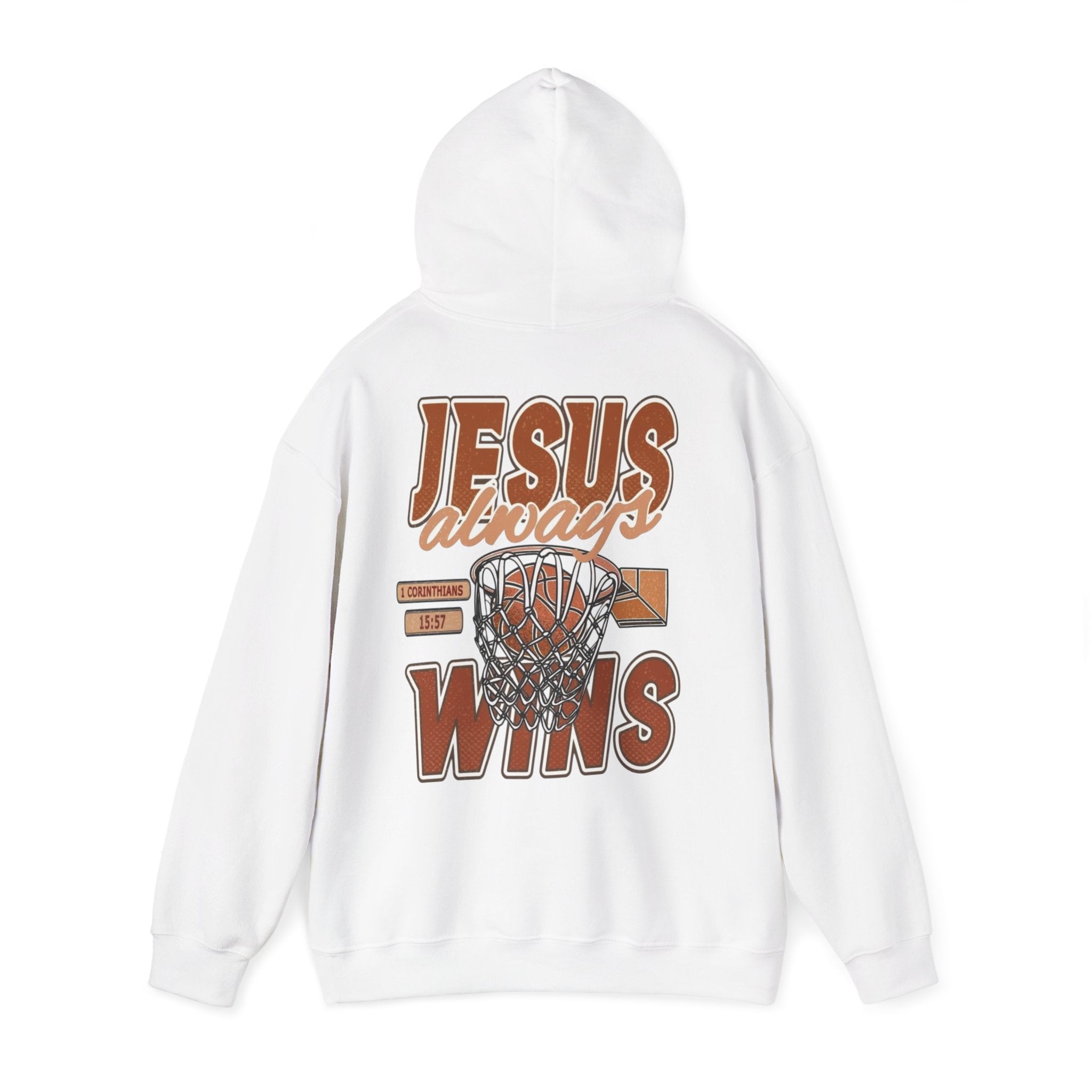Sudadera con capucha de baloncesto cristiana – Sudadera con gráfico «Jesús siempre gana»