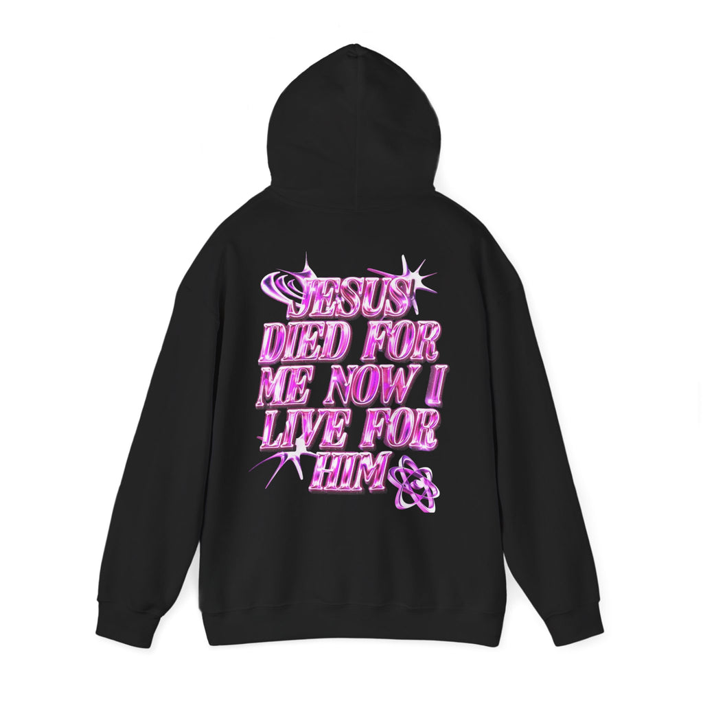 Sudadera con capucha cristiana - Sudadera con capucha con gráfico "Jesús murió por mí, ahora vivo para Él"
