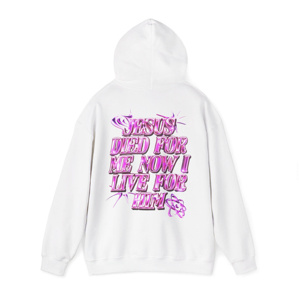 Sudadera con capucha cristiana - Sudadera con capucha con gráfico "Jesús murió por mí, ahora vivo para Él"