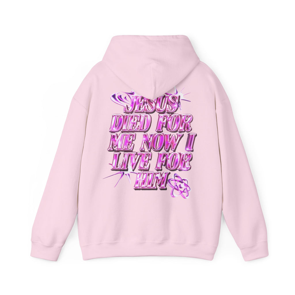 Sudadera con capucha cristiana - Sudadera con capucha con gráfico "Jesús murió por mí, ahora vivo para Él"