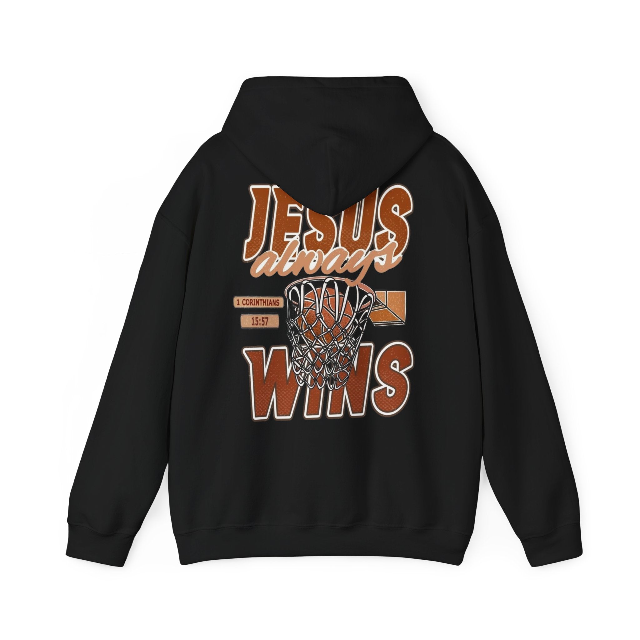 Sudadera con capucha de baloncesto cristiana – Sudadera con gráfico «Jesús siempre gana»