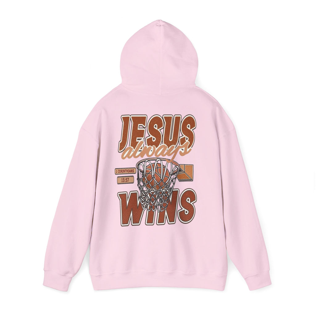 Sudadera con capucha de baloncesto cristiana – Sudadera con gráfico «Jesús siempre gana»