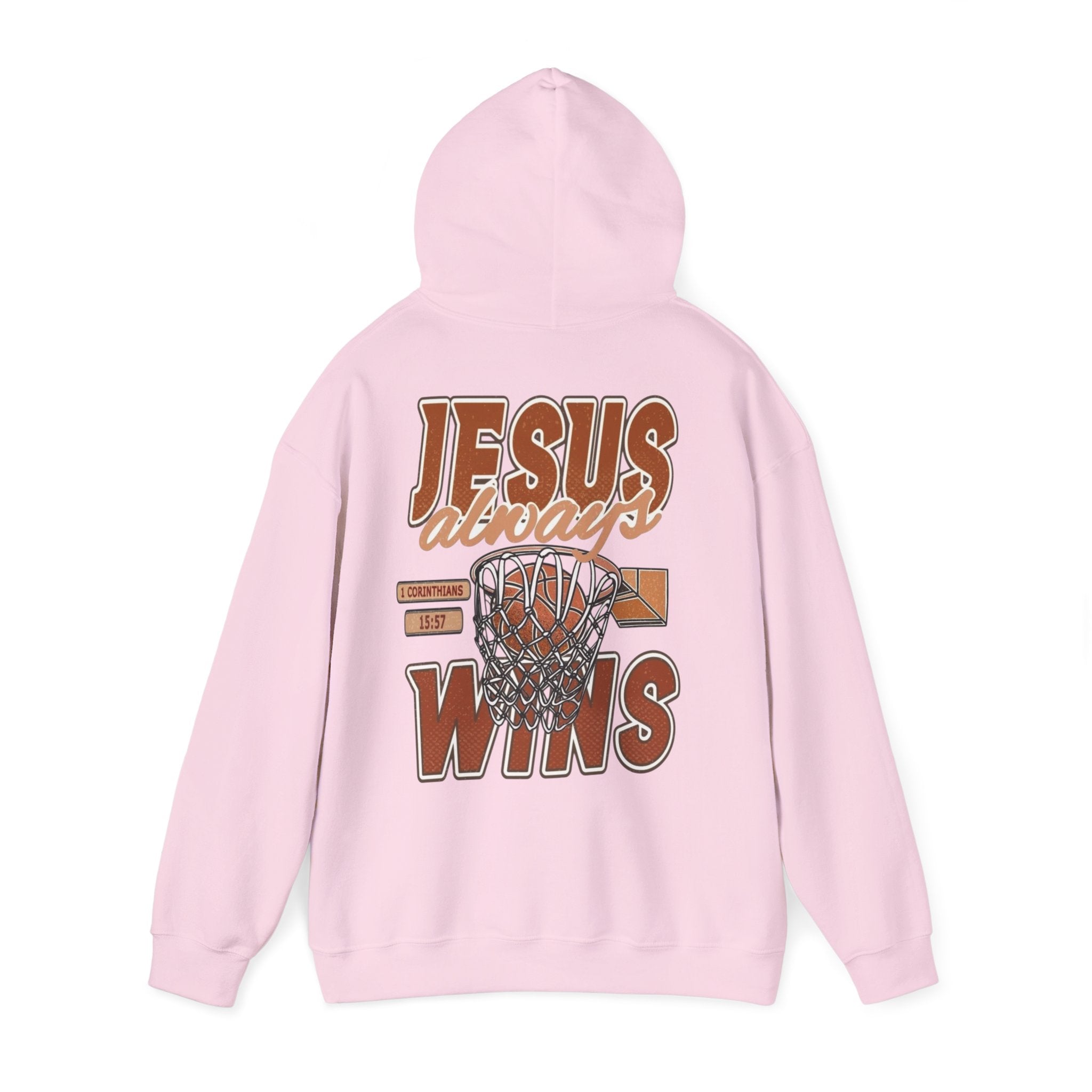 Sudadera con capucha de baloncesto cristiana – Sudadera con gráfico «Jesús siempre gana»