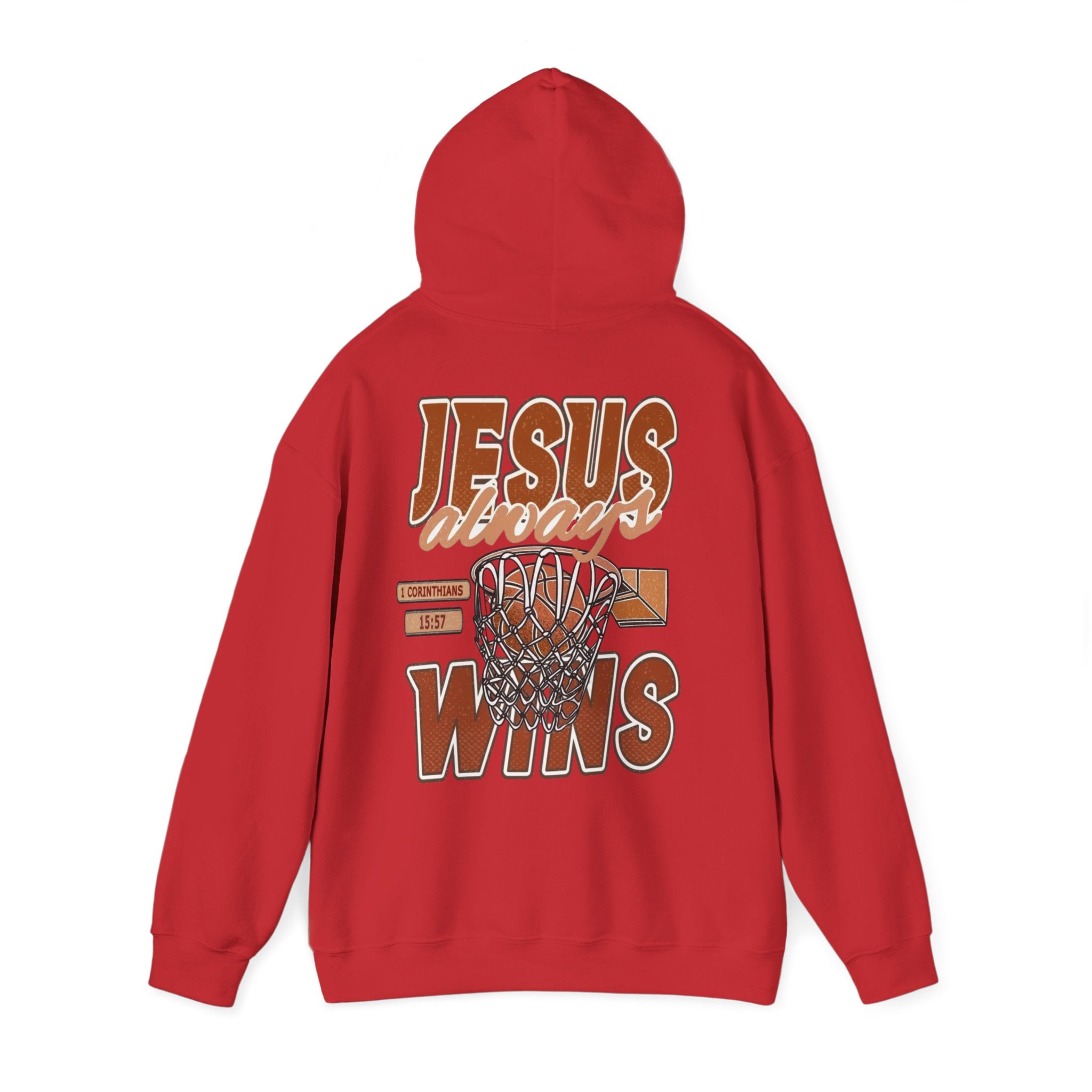 Sudadera con capucha de baloncesto cristiana – Sudadera con gráfico «Jesús siempre gana»