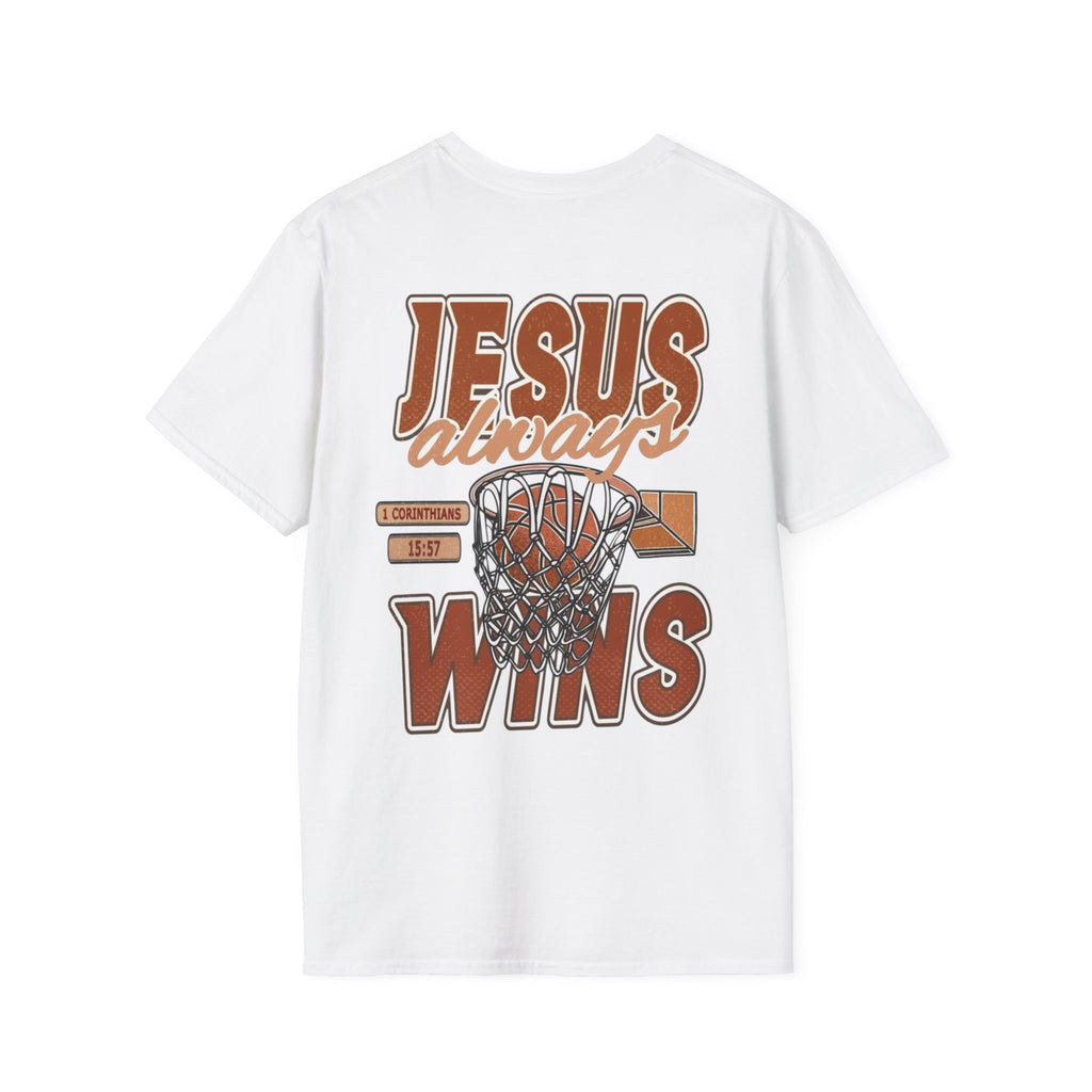 Jesus Always Wins T-Shirt — Christian Basketball Faith Graphic Tee