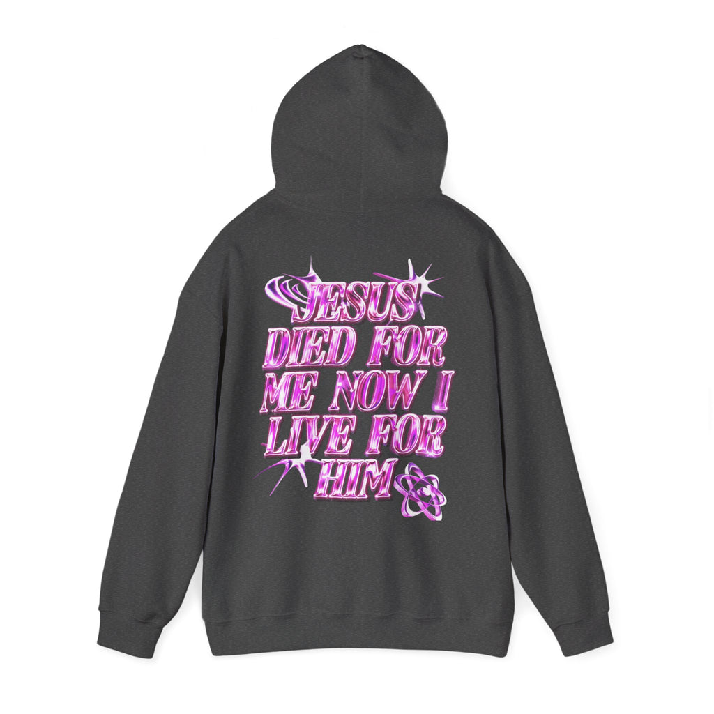Sudadera con capucha cristiana - Sudadera con capucha con gráfico "Jesús murió por mí, ahora vivo para Él"
